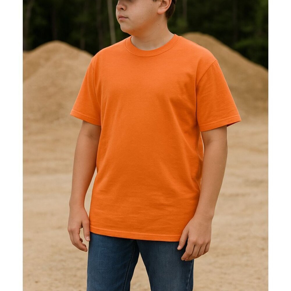 Carhartt Youth T-Shirt Large L 12-14 Loose Fit Orange Safety Hi-Vis Work Tee K87